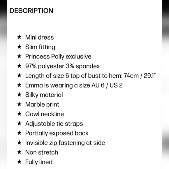 Princess Polly Cherish Mini Multi Swirl Tie Strap Cowl Neck  Slip Dress Sz 2 NWT - Picture 6 of 16